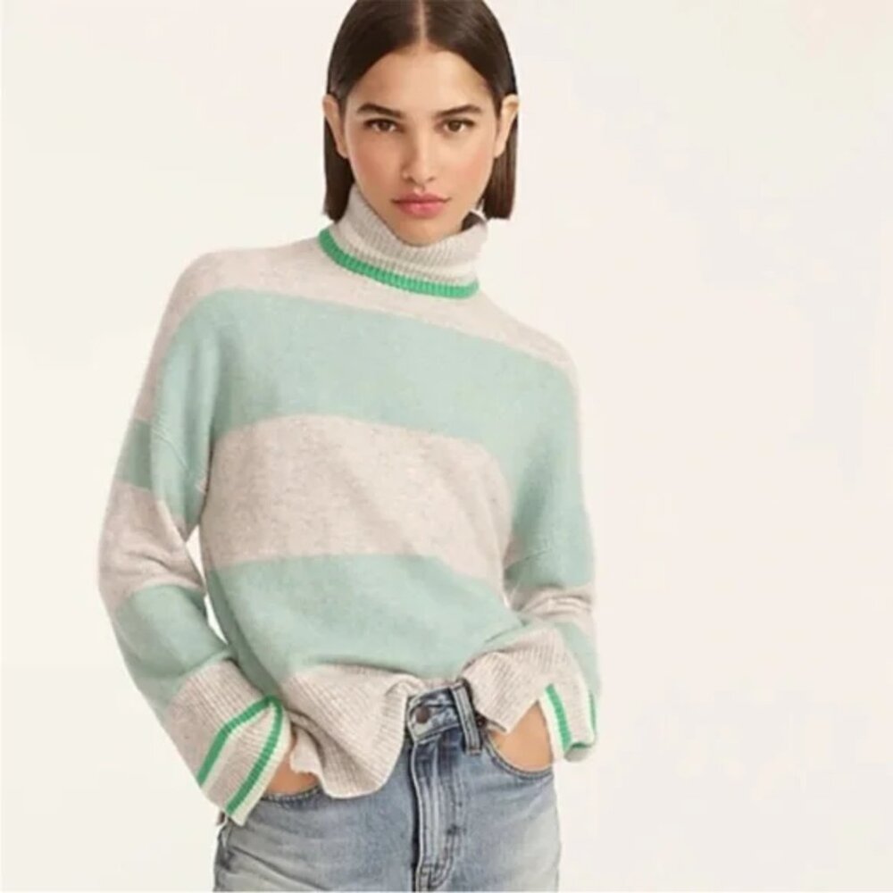 J. Crew Striped Turtleneck Sweater in Supersoft Yarn